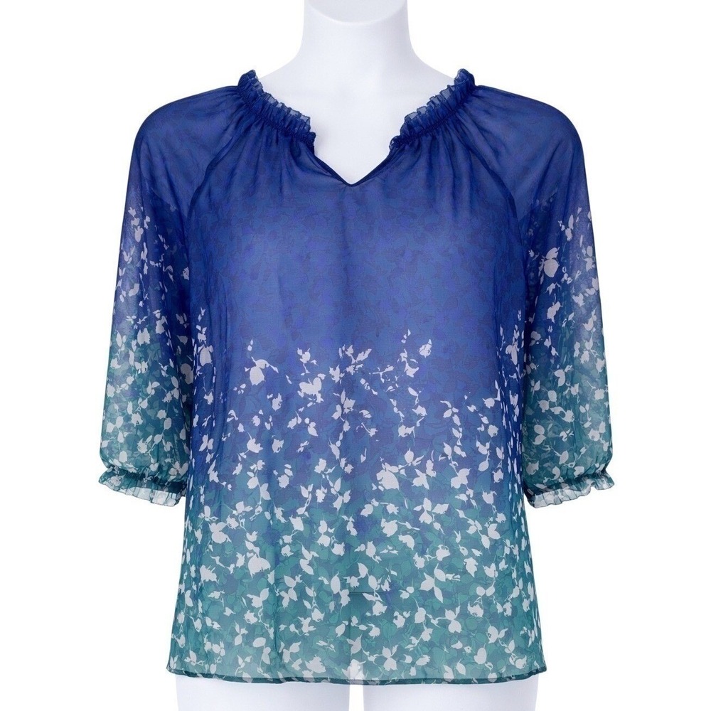 Coldwater Creek Sheer Blouse Romantic Career Core Layering Top XL